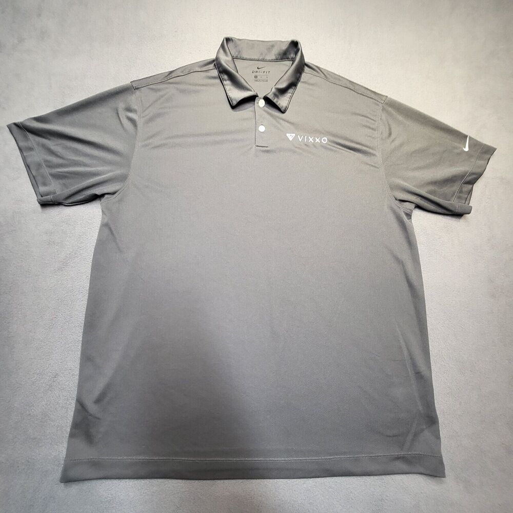 Nike Dri Fit Polo Mens XL Gray Short Sleeve Embroidered Vixxo